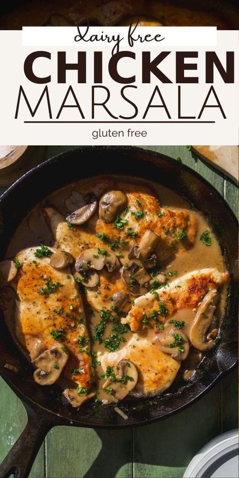 This healthy chicken marsala recipe has all the rich flavor and creamy texture of traditional marsala chicken with a lightened-up dairy-free sauce. Prepare it in a single skillet on the stove for a restaurant-worthy dinner! Healthy Chicken Marsala, Chicken Marsala Recipe, Dairy Free Sauces, Chicken Marsala Easy, Coconut Milk Uses, Marsala Sauce, Marsala Recipe, Gluten Free Chicken Recipes, Marsala Chicken Recipes