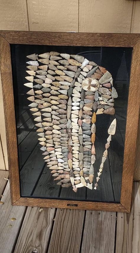 How To Display Arrowheads On The Wall, Arrowhead Collection Display, How To Display Arrowheads, Arrowhead Shadow Box Ideas, Arrowhead Display Ideas Diy, Arrowhead Display Ideas, Framed Arrowheads, Arrowhead Art, Arrowhead Display