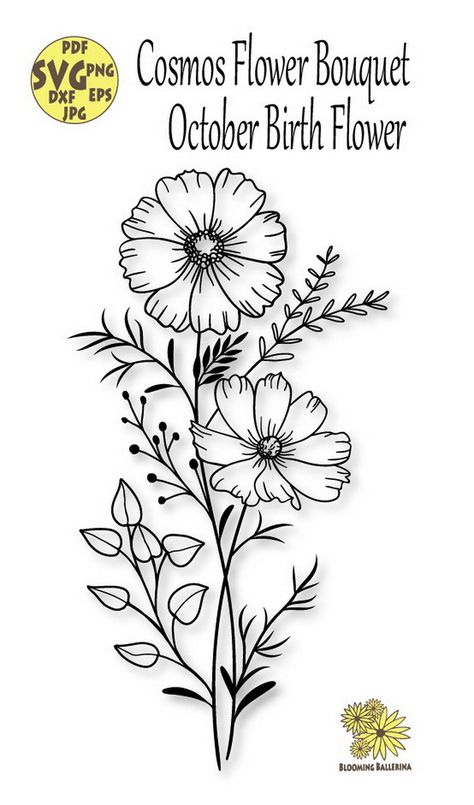 none October Libra Tattoo Ideas, October Birth Flower Bouquet, October Wildflower Tattoo, October Flower Tattoo Cosmos, October's Birth Flower, Tattoo October Birth Flower, Birth Flower For October Tattoo, October Birth Flower Cosmos, October Birthday Flower Tattoo