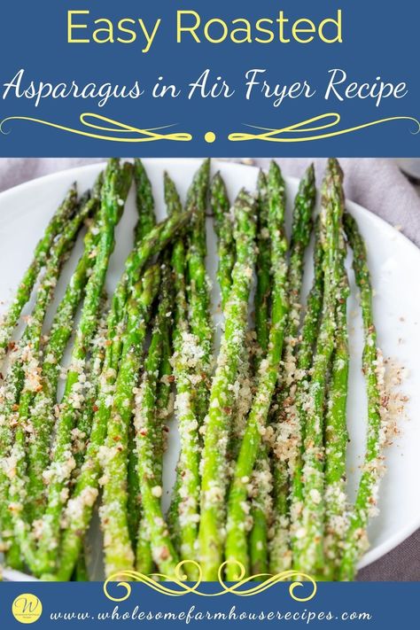 Easy Roasted Asparagus in Air Fryer Recipe Asparagus In The Air Fryer, Asian Asparagus, Ninja Grill Recipes, Crispy Asparagus, Air Fryer Keto Recipes, Best Asparagus Recipe, Healthy Yummy Recipes, Ninja Grill, Air Fryer Keto