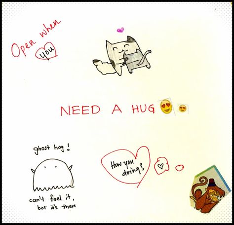 Ghost Hug, When You Cant Sleep, Open When Letters, Diy Anniversary Gift, Cat Hug, Diy Anniversary, Virtual Hug, Need A Hug, Open When