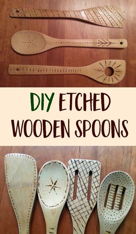 DIY etched wooden spoons are easy to make at home with a Dremel tool. They are wonderful personalized gifts for family, friends and teachers. | homemade gift ideas | craft projects #DIY #crafts  via @mindfulmomma Gift Ideas Craft, Diy Crafts Easy At Home, Dremel Tool Projects, Wood Gifts Diy, Dremel Crafts, Homemade Gift Ideas, Dremel Projects, Healthy Gift, Dremel Tool