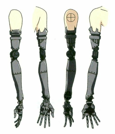 Mechanical Arm Reference, Violet Evergarden Prosthetic, Robotic Outfit Design, Prosthetics Character Design, Black Prosthetic Arm, Prosthetics Drawing Reference, Robotic Limbs Art, Prosthetic Arm Drawing Reference, Prosthetic Drawing Reference