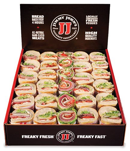 Publix Party Platters, Sandwich And Chips Party, Sandwich Platter Ideas Trays Catering, Sandwich Plate Presentation, Jimmy Johns Catering, Publix Catering Party Platters, Sandwich Boxes For Party, Office Catering Ideas Lunches, Catering Sandwiches Ideas