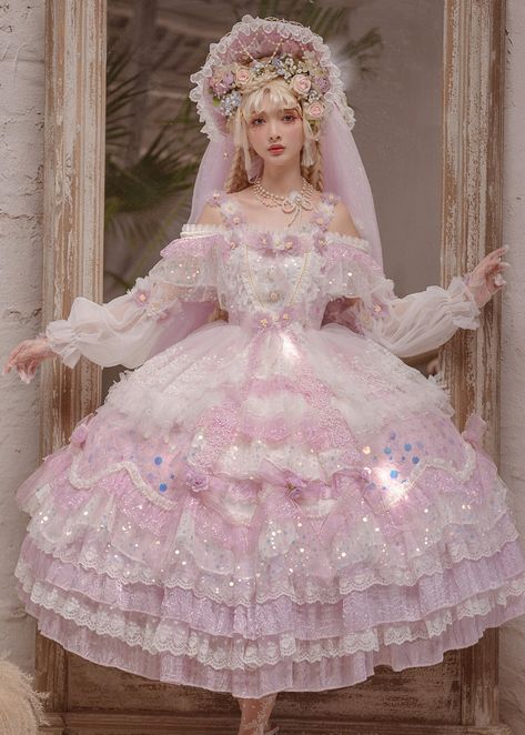 The Fairy Tea Party Vintage Classic Lolita Neckwear and Headdress Old Fashion Dresses, Kawaii Fashion Outfits, Kawaii Dress, Fairytale Dress, Fantasy Dress, Soft Grunge, Lolita Dress, Gothic Lolita, Lolita Fashion