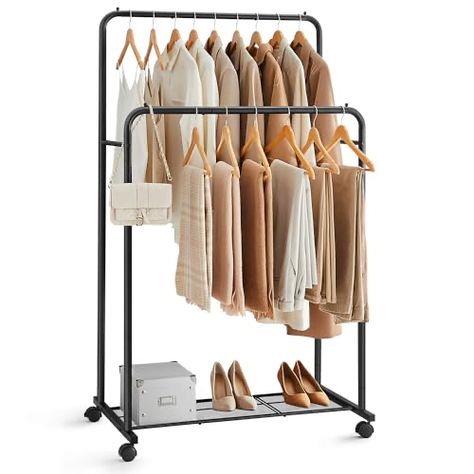 Messy Clothes, Hanging Clothes Rail, Rolling Clothes Rack, High Clothes, Garment Rack, Metal Clothing, Clothes Rail, Storage Closet Organization, Closet Accessories