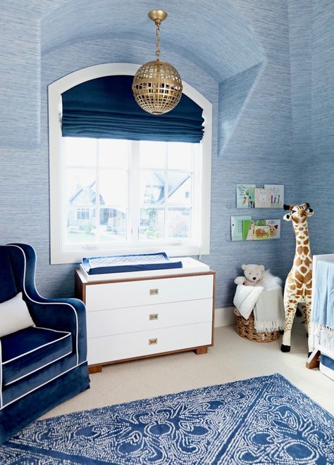 Arched Window Treatments, Nursery Room Boy, Blue Nursery, Arched Windows, Blue Rooms, Nursery Room Decor, Nursery Inspiration, Baby's Room, Baby Boy Rooms