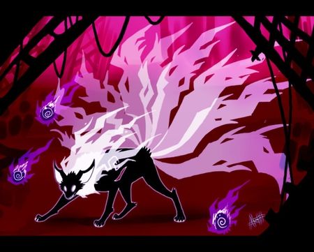 Venge, the Shadow of Kyuubi - demon, venge, nine-tailed fox, naruto, kyuubi Kitsune Animal Art, Kitsune Spirit Art, Fox Spirit Drawing, Demon Fox Art, Shadow Kitsune, Kitsune Monster, Kyuubi Naruto, Kitsune Spirit, Kitsune Oc