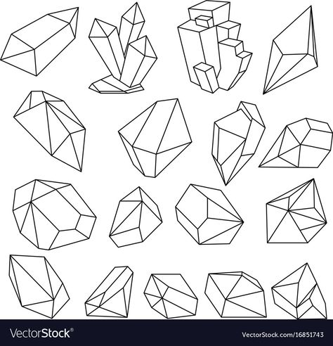 Geometric Box, Diamond Outline, Shapes Vector, Geometric 3d, 3d Crystal, Retro Background, 3d Shapes, Crystal Art, Bullet Journal Ideas Pages