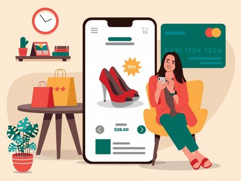 Women online shopping shoes illustration | Premium Vector #Freepik #vector #sale #woman #phone #cartoon Online Shopping Images, Logo Online Shop, Shopping Pictures, Shopping Online Logo, Online Mobile Shopping, Shoes Illustration, Marketing Concept, Illustrator Art, Online Shop Design