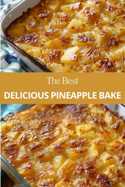 The Best Pineapple Bake Pineapple Dessert Recipes Easy Cake Mixes, Dessert With Pineapple Chunks, Longhorn Pineapple Bake, The Best Pineapple Bake, Pineapple Bake Casserole, Pineapple Crisp, Pineapple Trifle, Pineapple Hot Dish, Pineapple Bread Pudding Recipe