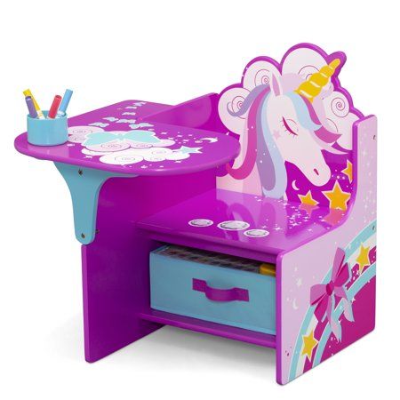 Unicorn Room Decor Kids Girls Bedroom, Unicorn Room Ideas, Unicorn Chair, Toddler Desk And Chair, Unicorn Desk, Toddler Desk, Chair And Desk, Fabric Storage Bin, Unicorn Stuff