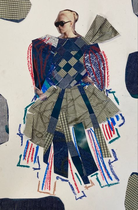 Sketchbook Fashion Ideas, Mixed Media Fashion Illustration, Textile Collage Art, Fashion Design Collage, Collage Fashion Design, Collage Fashion Illustration, Fashion Collage Art, Textile Design Sketchbook, Fashion Design Graphic