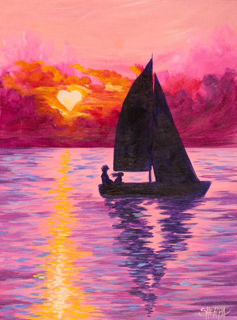 The Art Sherpa ™ You saved to The Art Sherpa Free Acrylic Art Lesson Gallery 61 Easy sunset Love boat cruise. Beginners learn to paint full acrylic art lesson. Tribute to my moms Engagement. You can paint this. Artwork is the property of Cinnamon Cooney and The Art Sherpa LLC. and is intended for the personal enjoyment of the student. For commercial use or licensing in the painting party, social painting, or other venues; please visit our business website: https://theartsherpa.com/labs Less Easy Unique Paintings, Painting For Couples To Do Together, Impressionism Art Easy To Draw, Love Painting Easy, Things To Paint For Your Mom, Valentines Painting, Love Painting Ideas, Valentine Painting, Social Painting