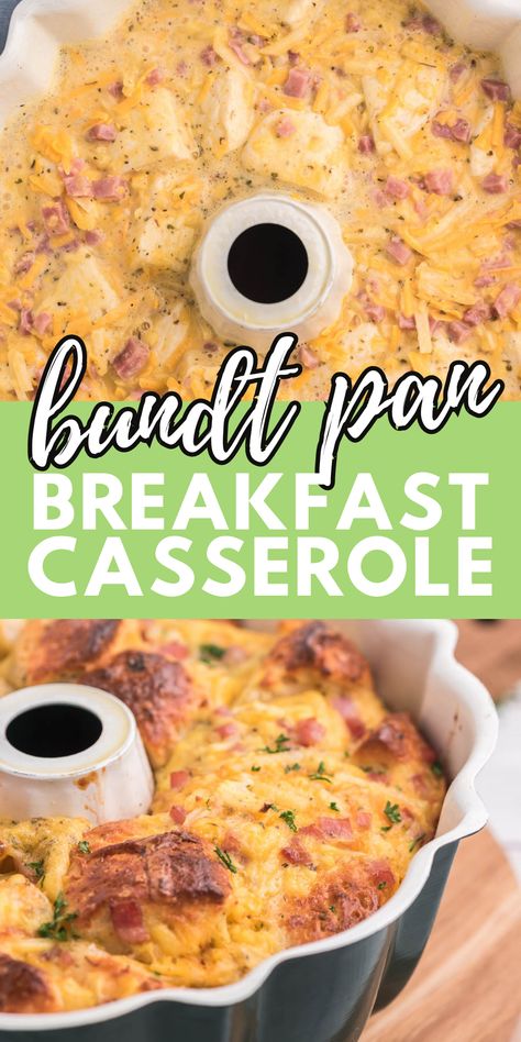 This quick and easy Hash Brown Breakfast Casserole is a fun twist on the classic dish. Learn how to make it in a bundt pan with this delicious recipe! Bundt Pan Egg Casserole, Breakfast Ideas Bundt Pan, Egg Casserole In Bundt Pan, Egg Bake Bundt Pan, Bundt Cake Pan Breakfast Casserole, Breakfast Casserole Bundt Pan, Bundt Pan Breakfast Casserole With Biscuits, Easy One Pan Breakfast Casserole, Breakfast Bunt Casserole