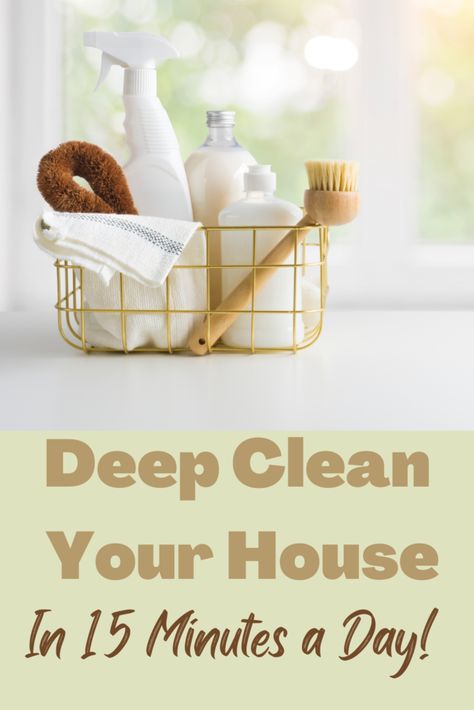 A basket of cleaning supplies on a counter Deep Cleaning Your House, Keep House Clean, Deep Clean Your House, How To Deep Clean Your House, Chore Schedule, Cleaning Your House, Clean 15, Clean Your House, Clean My House