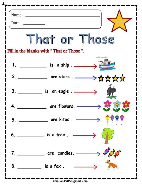 English worksheet - That or those - Find and write the answers- for kindergarten children Kindergarten Math Worksheets Addition, English Grammar For Kids, English Stories For Kids, English Worksheets For Kindergarten, Reading Comprehension Lessons, Grammar For Kids, English Learning Books, Kindergarten Reading Worksheets, English Worksheet