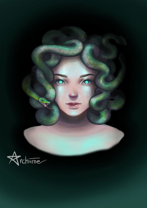 Medusa fanart of me. If you're adore this art, you could buy this design in RedBubble. Medusa Artwork, Gorgon Medusa, Medusa Art, Snake Hair, Medusa Gorgon, Arte Indie, Medusa Tattoo, Digital Art Gallery, Mythology Art