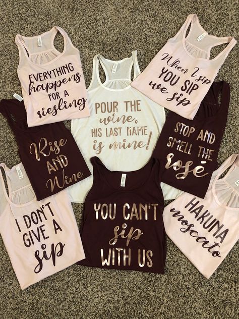 Wine Themed Bachelorette Party Shirts, Winery Bachelorette Party Shirts, Wine Country Bachelorette Party Ideas, Themed Bachelorette Party Ideas Outfits, Vino And Veils Bachelorette, Bachelorette Party Ideas Winery, Wine Themed Bachelorette Party Ideas, Winery Bachelorette Theme, Winery Themed Bachelorette Party