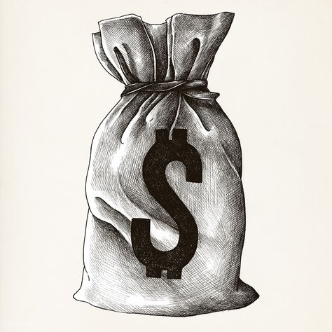 Hand drawn money sack isolated on background | premium image by rawpixel.com Money Bag Tattoo, Money Sack, Money Vintage, Money Tattoo, Free Illustration Images, Drawing Bag, Hand Images, Fashion Illustration Vintage, Old Tattoos