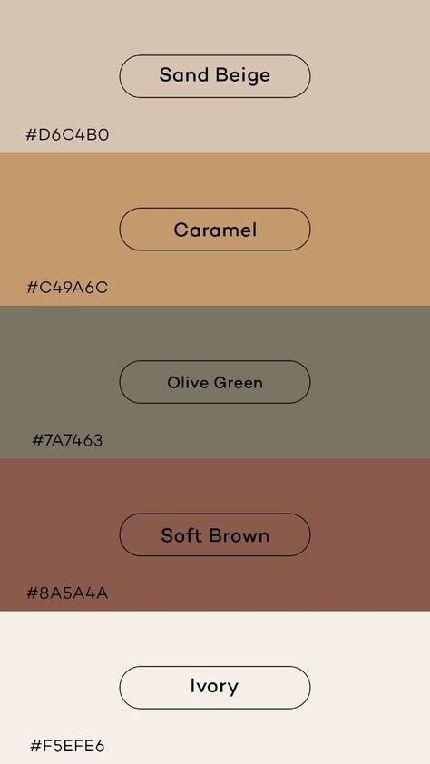 Soft Brown Color Palette, Earthy Neutral Color Palette, Sand Color Palette, Unique Color Schemes, Web Design Color, Disney Minimalist, Color Hex Codes, Beige Color Palette, Color Design Inspiration