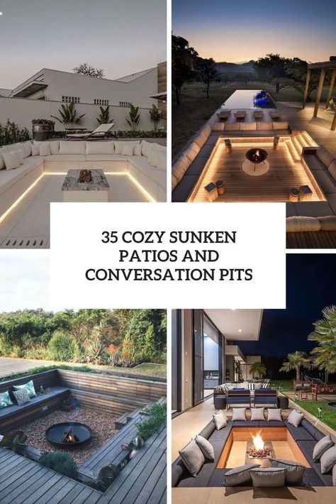 Backyard Sunken Patio, Sunken Patios, Pool Makeover, Outdoor Fire Pit Seating, Sunken Patio, Outdoor Fire Pit Area, Sunken Fire Pits, Fire Pit Seating Area, Outdoor Bbq Area