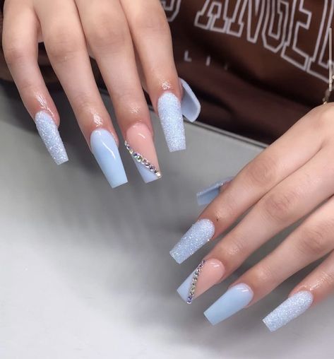 Soft Blue Nails, Light Nail Colors, Kylie Nails, Fake Nails Designs, Ombre Acrylic Nails, Blush Nails, Short Square Acrylic Nails, Acrylic Nails Coffin Pink, Soft Nails