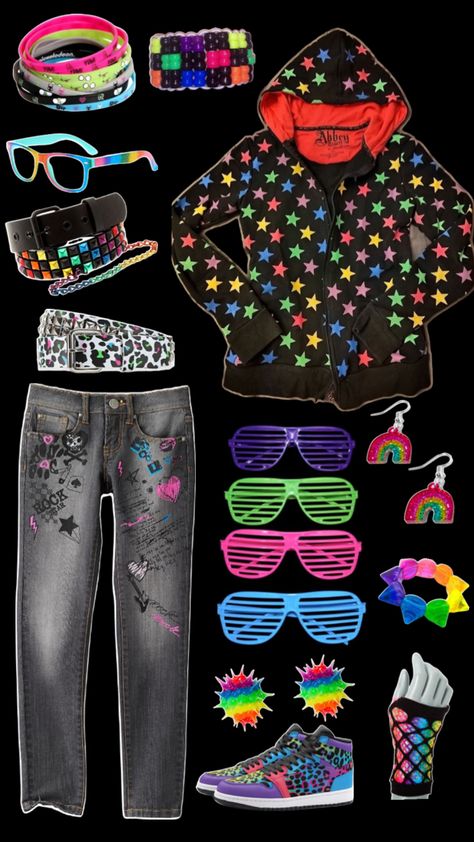 scene outfit X3 #altfashion Scenecore Aesthetic Outfit, Scene Queen Outfit, Scenecore Outfit, Scene Kid Aesthetic, Scene Kid Outfits, Kid Core Outfits, Emo Scene Outfits, 2000s Scene, Nerdy Outfits