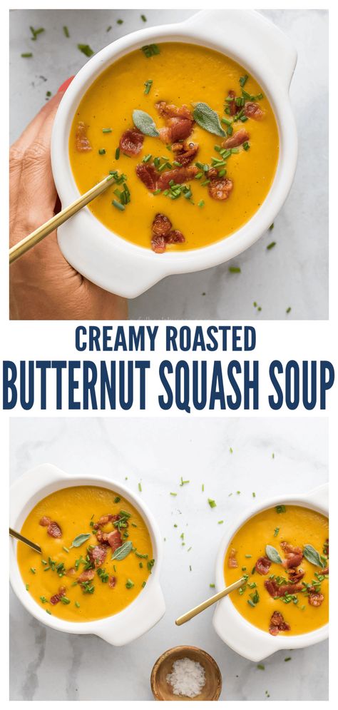 Cheesy Butternut Squash Soup, Oven Roasted Butternut Squash Soup, Roast Butternut Squash Soup, Butternut Soup Recipes, Oven Roasted Butternut Squash, Creamy Butternut Squash Soup, Savory Butternut Squash, Butternut Squash Soup Recipe, Soup Creamy