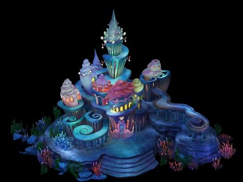 Underwater Palace, Ariel Castle, Underwater Castle, Cartoon Underwater, Minecraft Underwater, Coral Drawing, Underwater Cartoon, Castle House Design, Underwater House