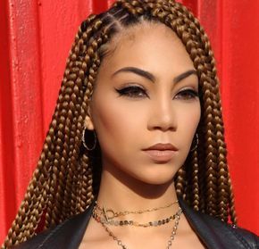 12 Inch Box Braids Hairstyles, Picaboo Box Braids, African American Box Braids, Large Box Braids Styles With Color, Knotted Box Braids Hairstyles, Ginger Copper Box Braids, Brown Hair Box Braids, Medium Plaits Box Braids, Box Braids On Latinas