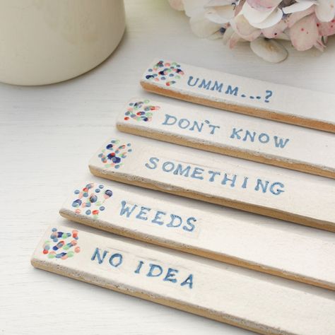 Garden Beginner, Herb Markers, Gardening Gift, Garden Markers, Plant Markers, Ceramic Gifts, Xmas Ideas, Ceramics Ideas Pottery, Diy Clay