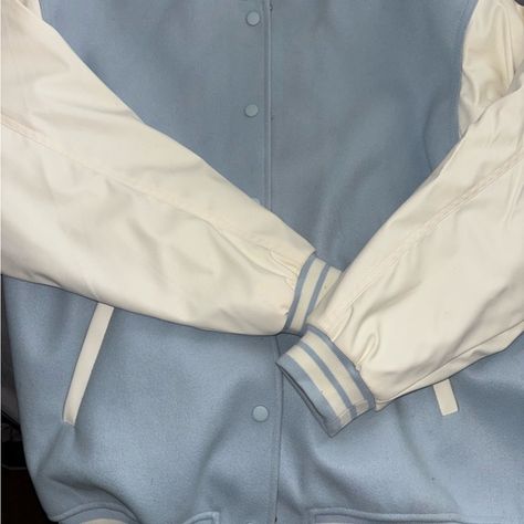 Varsity jacket Light Blue Varsity Jacket, Varsity Jacket Aesthetic, Blue Varsity Jacket, Jacket Aesthetic, Varsity Jacket, Light Blue, Blazer, Fashion Trends, Fashion Tips