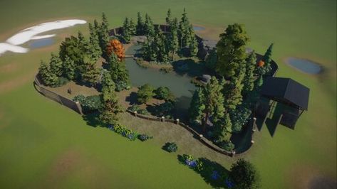 Planet Zoo Bear Habitat, Planet Zoo Habitat Ideas, Zoo Layout, Zoo Habitats, Zoo Boo, Zoo Games, Bear Habitat, Zoo Inspiration, Exhibit Ideas