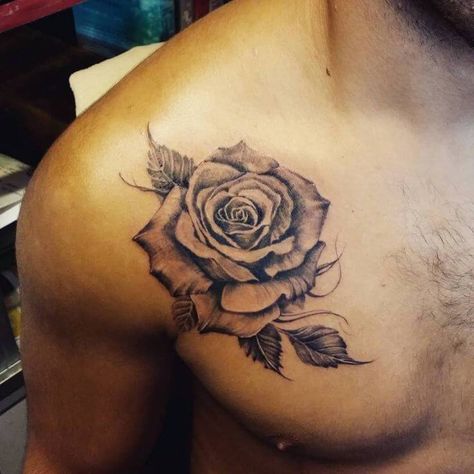 Rose Chest Tattoo, Rose Vine Tattoos, 16 Tattoo, Rose Flower Tattoos, Rose Shoulder Tattoo, Rose Tattoos For Men, Flower Tattoo Shoulder, Flower Tattoo Arm, Vine Tattoos