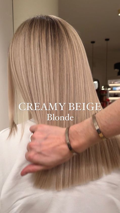 Rose Beige Blonde 🥀🤎 A blend of light hues with a touch of beige and a note of pink. A subtle color combination that resembles a rose… | Instagram Soft Cream Blonde Hair, Solid Light Blonde Hair, Light Beige Hair Color, Pale Beige Blonde Hair, Ashy Light Blonde Hair, Level 9 Blonde Hair, Blonde One Color, Cool Beige Hair, Bright Beige Blonde Hair