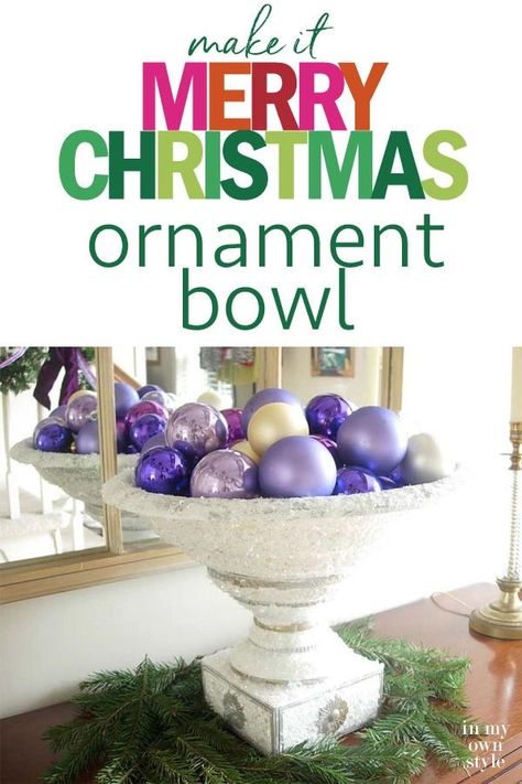 Make a pedestal bowl to display Christmas ornaments in your home. I used 2 thrift store items that you may already have it your home. This ornament display bowl comes apart for easy storage.  #christmasDecorDIY #ChristmasOrnamentIdeas  #holidayornaments #vintageornaments Display Christmas Ornaments, Make A Table Top, Oversized Ornaments, Front Door Christmas Decorations, Bowl Centerpiece, Christmas Bowl, Diy Ornament, Diy Christmas Ornament, Christmas Decorating Ideas