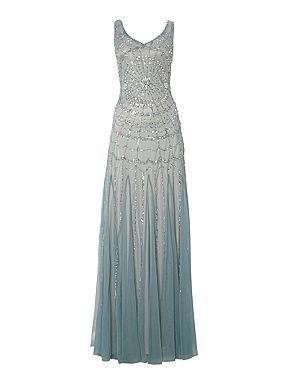 ADRIANNA PAPELL Long Beaded Dress 1920s Style Dresses, Long Beaded Dress, Downton Abbey Dresses, 1920s Fashion Dresses, Beaded Dress Long, 1920s Dresses, Fairytale Fashion, 1920s Style, 1920s Dress