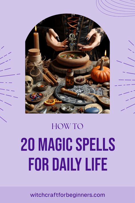 Transform your everyday life with these 20 simple yet powerful incantations! Whether you're searching for a brighter day or just trying to solve small frustrations, these witchcraft spells can work wonders. From attracting positivity to overcoming obstacles, each incantation is tailored for real-life issues. Making small yet impactful changes to your routine is both fun and helpful. Discover how these creative practices can enhance your life. Learn more about practical magic and unleash good vibes in your everyday living! Spells For Prosperity, Spells For Wealth, Beauty Spell, Witchcraft Basics, Wiccan Rede, Wicca For Beginners, Powerful Spells, Prosperity Spell, Beauty Spells