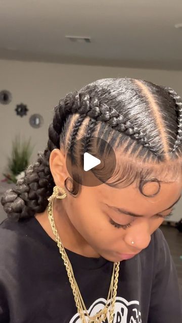 Braids Into Low Bun, Feed In Braids Into Low Bun, 2 Cornrows, Quickweave Hairstyles, 2 Feed In Braids, Cornrows Hair, Feed In Braids, 2 Braids, Kid Braid Styles