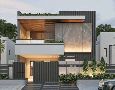 House Elevation With Front Stairs, Simple Elevation Designs For House, Duplex Elevation, House Outer Design, House Facades, Small House Elevation, Contemporary House Exterior, Small House Design Exterior, Best Modern House Design