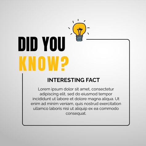 Simple Did you Know editable facts template Fun Facts Template, Easy Social Media Posts, Fun Fact Poster Design, Did You Know Poster Design, Did You Know Post Design Ideas, Facts Poster Design, Did You Know Social Media Post Design, Did You Know Template, Did You Know Ads