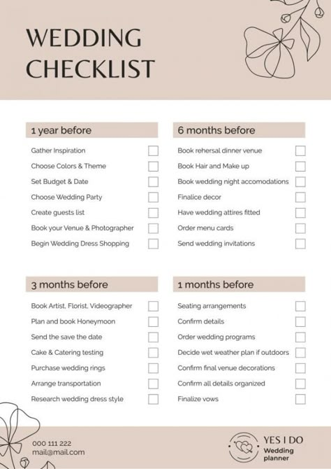 editable customize and get this minimalist yes i do wedding planner checklist template yes or no checklist template examples Wedding List Checklist, Yes I Do Wedding, Wedding Checklist Template, Wedding Preparation Checklist, Diy Business Ideas, Wedding Checklist Timeline, Wedding Checklist Detailed, Wedding Checklist Budget, Cleaning Checklist Template