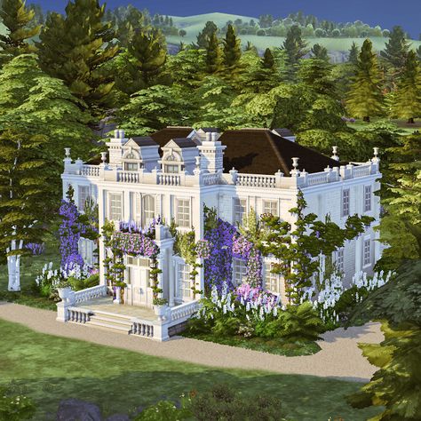 Sims 4 Exterior Cc, Georgian Style House, Cottage Mansion, Ts4 Builds, Fantastic Architecture, Lotes The Sims 4, Manor Homes, Georgian Style Homes, Sims Freeplay Houses