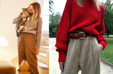 https://dresslikeaparisian.com/how-to-wear-an-oversized-sweater/ How To Style Oversized Pullover, Oversized Vintage Sweater For Layering, Oversized Red Sweater For Layering, Red Oversized Crew Neck Sweater, Affordable Oversized Red Sweater, Red Oversized Cotton Sweater, Large Knit Sweater, White Cable Knit Sweater, Pink Cable Knit Sweater