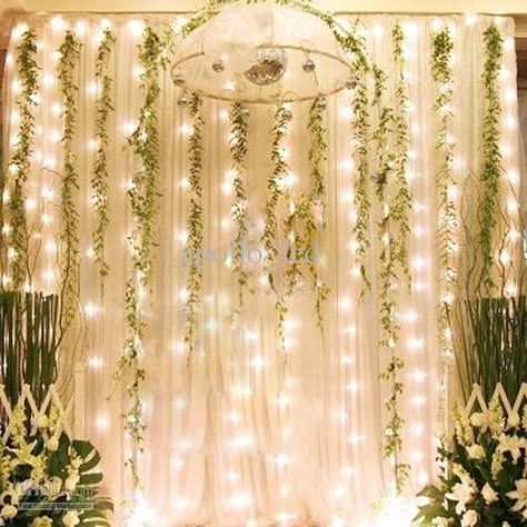 Wholesale 300 LED Curtain Light 3m 3m Wedding Party Holiday Flash Xmas Decoration String Fairy Light, Free shipping, $30.31-39.9/Piece | DHgate Enchanted Forest Prom, Photowall Ideas, Enchanted Forest Theme, Debut Ideas, Prom Themes, Rustic Wedding Decorations, Wedding Reception Backdrop, Forest Party, Enchanted Forest Wedding