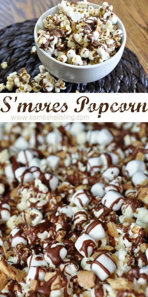 This super simple s'mores popcorn recipe is sure to be a hit at your summer barbecue or party! Quick and easy to make, but certain to impress and delight! Popcorn Smores, Appetizers Gourmet, Smores Popcorn, Popcorn Recipes Easy, Popcorn Treats, Popcorn Recipe, Oktoberfest Party, Flavored Popcorn, Gourmet Popcorn