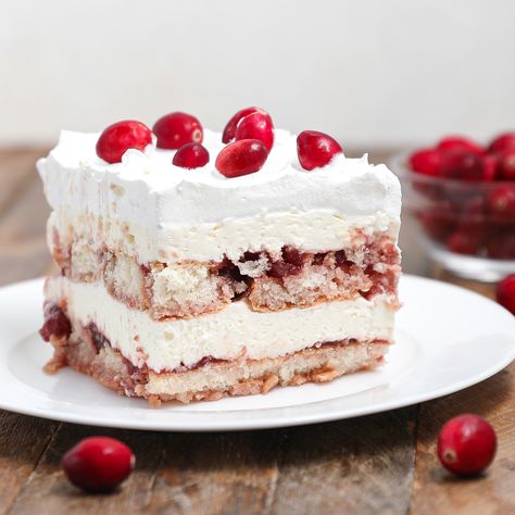 Cranberry Tiramisu Cranberry Tiramisu Recipe, Cranberry Tiramisu, The Salty Cooker, Dairy Free Cream, Layered Desserts, Cream Cheese Eggs, Apples And Cheese, Tiramisu Recipe, Frozen Cranberries