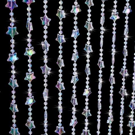 PRICES MAY VARY. ✰ Shiny Crystal Beaded Curtain: 35" wide by 79" long, with 30 strands. ✰ Sparkly Iridescent Design: Decorated with iridescent beads (when rotating them, they shimmer causing a rainbow effect on each and every bead), pretty shiny and sparkly, this curtain is the perfect addition to any space. ✰ Premium Material: Made of high-quality acrylic, smooth & burr-free, beautiful & sparkly, yet durable for long-term use. ✰ Beautiful Home Decor: Suitable for most home decoration styles. Ca 2000s Party Theme, Curtains Colorful, Hanging Room Divider, Door Beads, Crystal Curtains, Closet Curtains, Crystal Room, Hanging Room Dividers, String Curtains