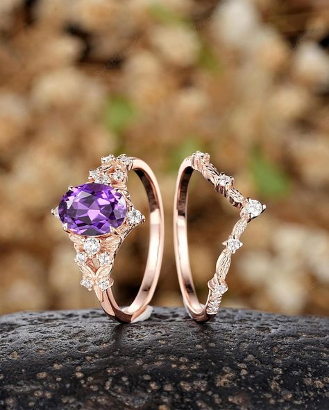 Purple wedding rings